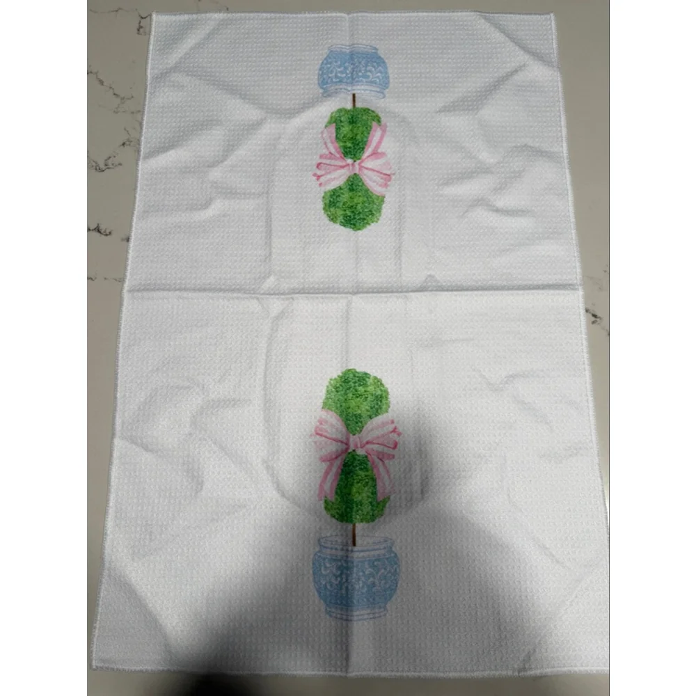 NEW Set of 2 Christmas Holiday Coquette Waffle Kitchen Towels 16×24”